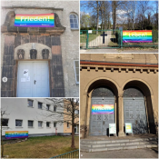 Es ist Ostern! Am Ende gewinnt das Leben! Banneraktion der Ev. Jugend Lichtenberg-Oberspree