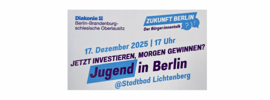 Zukunft Berlin | Der Bürger:innen-Talk // Heute investieren, morgen gewinnen? Jugend in Berlin // Mittwoch, 17.12.2025 | 17:00 - 19:00 | Stadtbad Lichtenberg, Hubertusstraße 47, 10365 Berlin