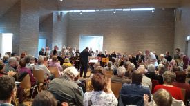 Noch einmal Kreiskirchentag-Feeling: Posaunenchor und Jungbläsergruppe des Evangelischen Kirchenkreises Berlin Süd-Ost begeistern mit Konzert im Gemeindezentrum Biesdorf. Foto: privat