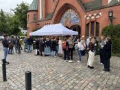 Mehr als 150 Pfarrerinnen und Pfarrer aus den zehn Berliner Kirchenkreisen beim Berliner Sprengelkonvent in der Friedrichshagener Christophoruskirche. Foto: Bosenius